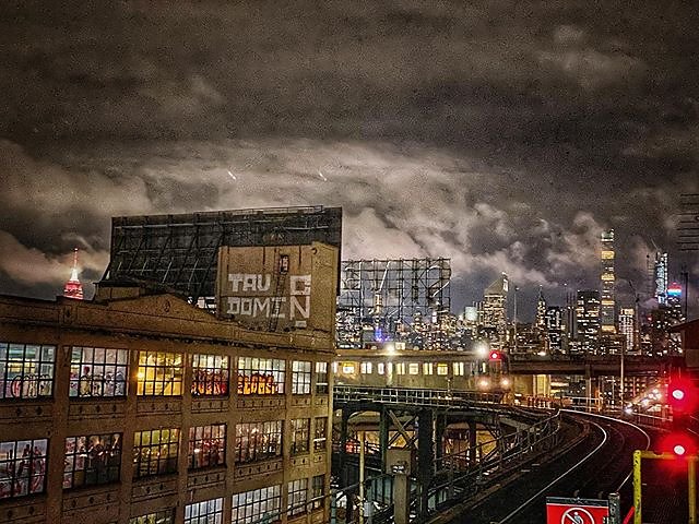 A cloudy night in New York City.